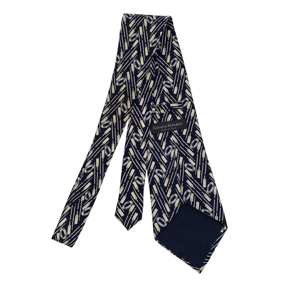 Banana Republic Silk Tie Blue Squares Sailboats 4